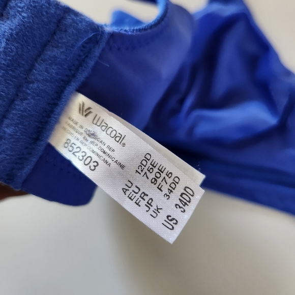 Wacoal Back Appeal Wire Free Wireless Bra Blue Size 34DD 852303 Bralette Lounge - Picture 5 of 7